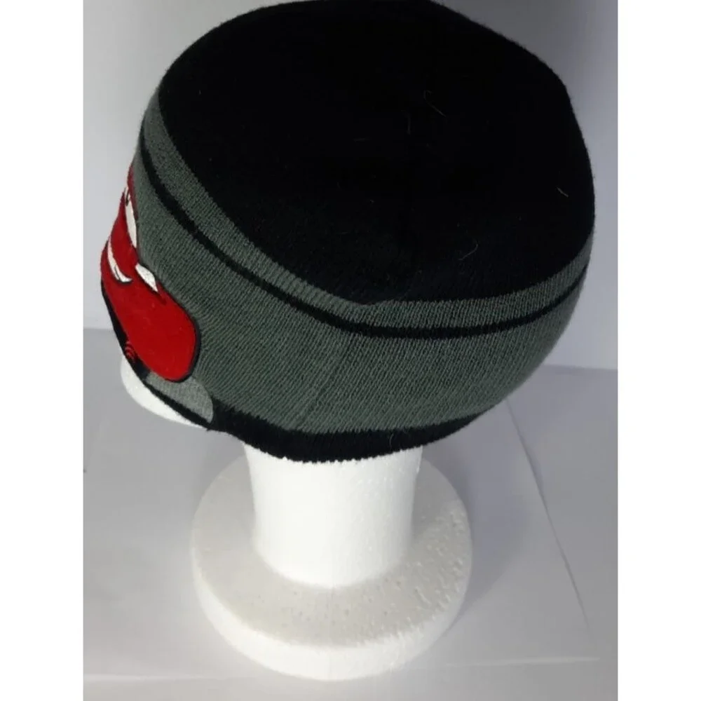 Disney Pixar Cars Lightning McQueen Beanie Cap Hat Black Acrylic Kids Gray Black